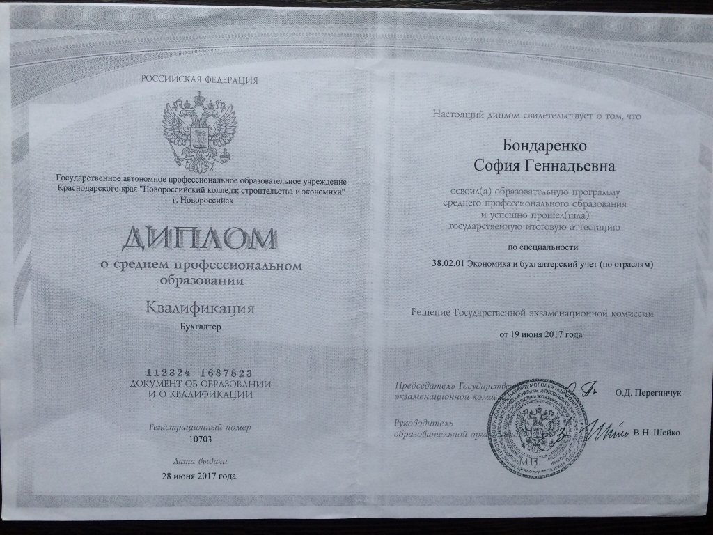 Специальность по диплому среднего образования