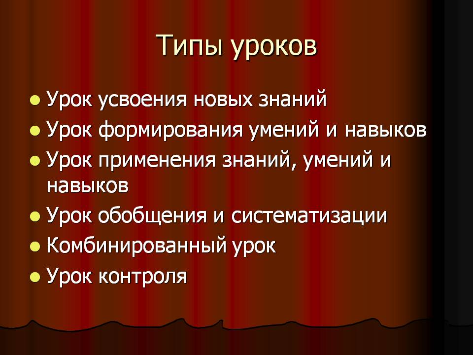 Основные типы уроков. Типы уроков. Типы и виды уроков. Урок виды уроков.